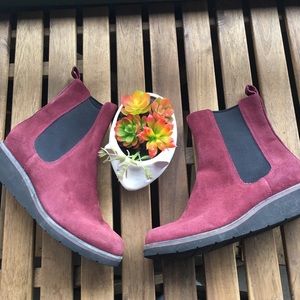 Cole Haan Johanna Red Suede Waterproof Wedge Boots